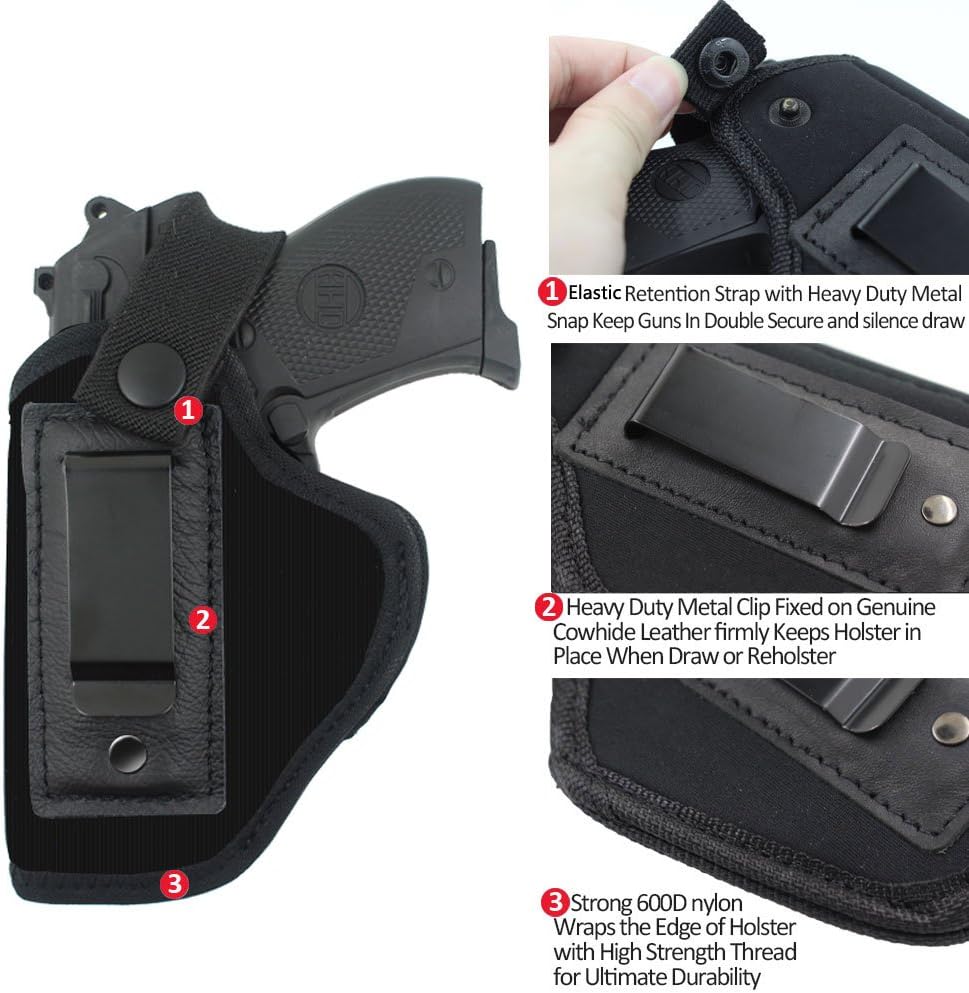 CREATRILL IWB Holster Fits Glock 17 19 22 23 32 33; S&W M&P Shield 9mm.40.45 ACP; Ruger LC9; Spring Field XD All Similar Size Pistols Concealed Carry in The Waistband Gun Holster