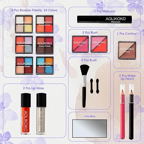Miniatura 5 de Kit completo de maquillaje para adolescentes y mujeres, juego de maquillaje todo en uno con el pequeño estuche de tren para cosméticos, kit de