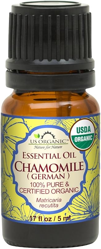 US Organic Óleo Essencial de Camomila-Azul Alemã, Destilado a Vapor, 5 mL com Conta-Gotas Europeu