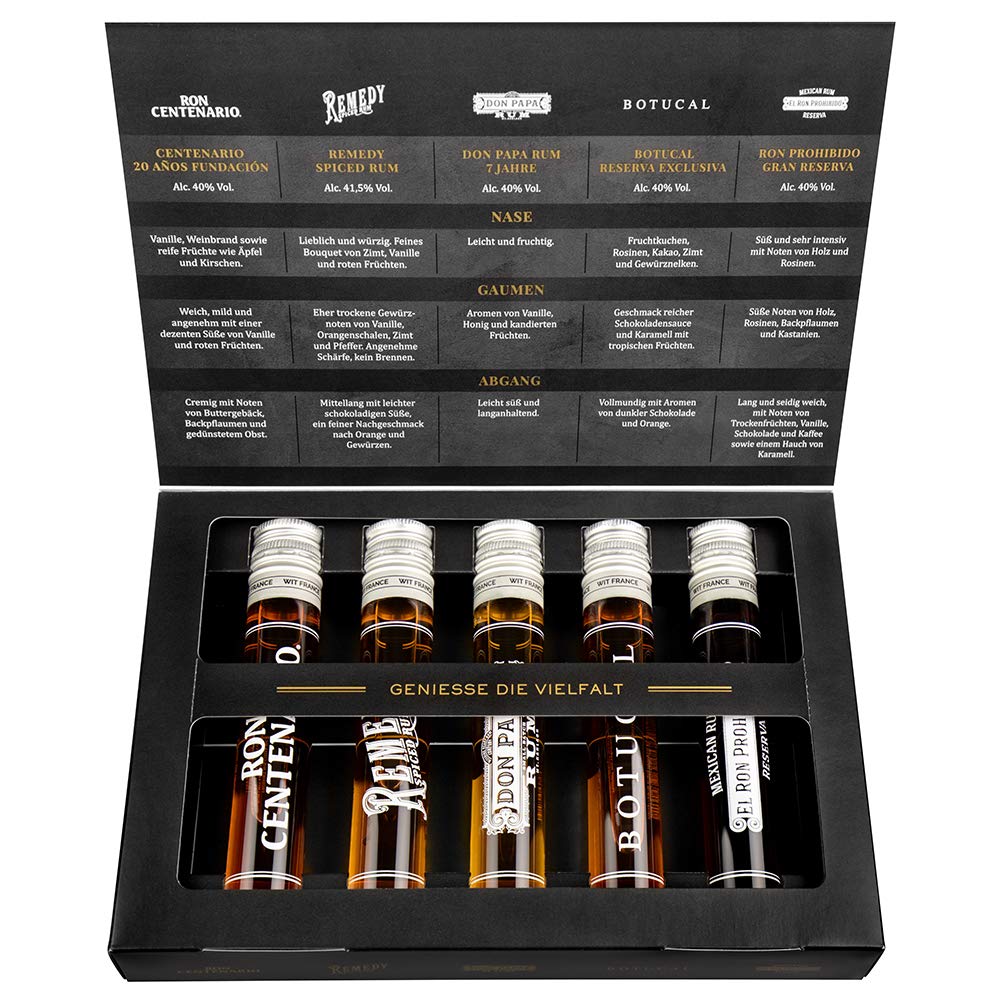 Sierra Madre Tasting Kits Premium Rum Tasting Set | Enthält 5 beliebte Rums | 50ML pro Flasche | Ideal als Geschenk |