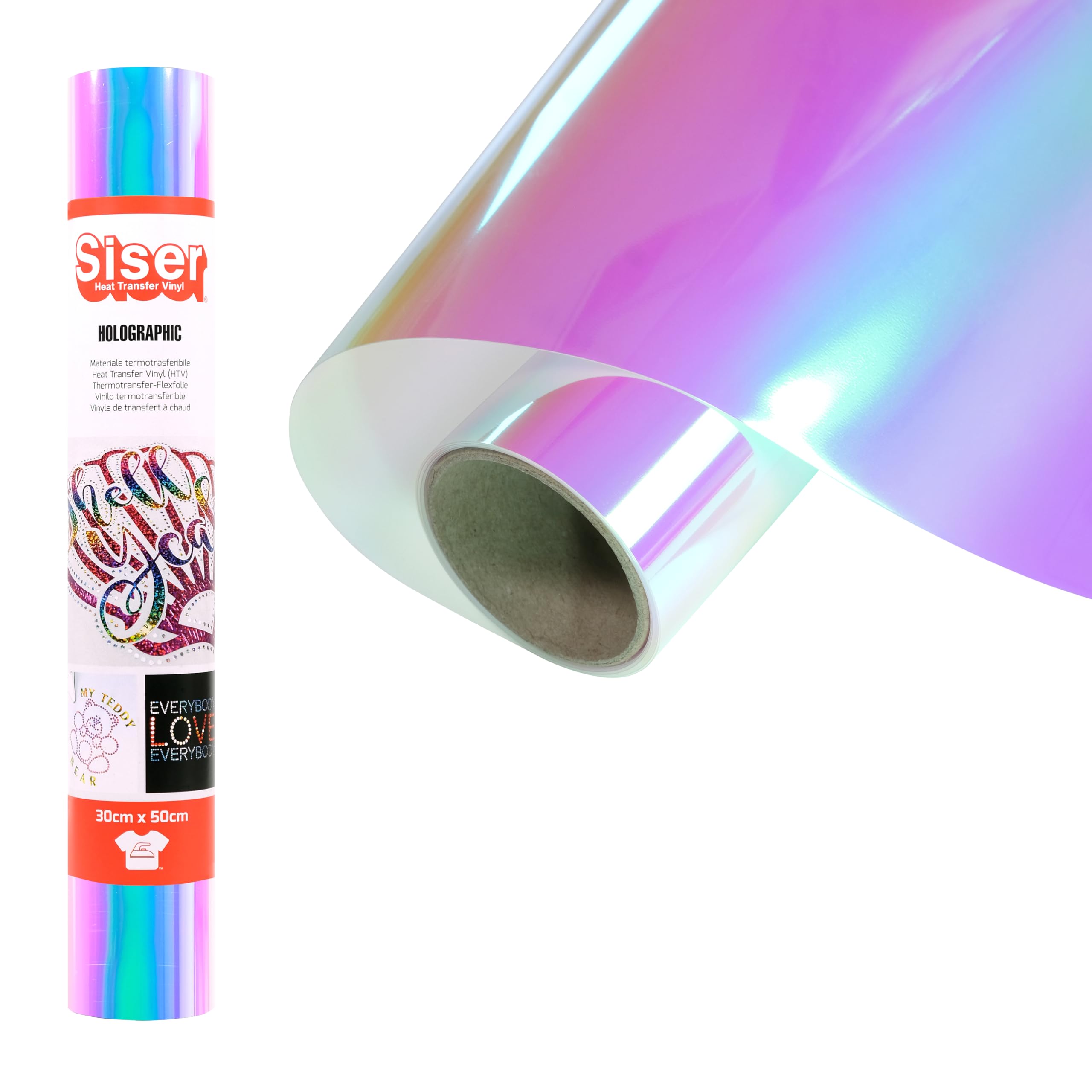 Siser Pink & Blue Rainbow Holographic Heat Transfer Vinyl  : 30X50cm