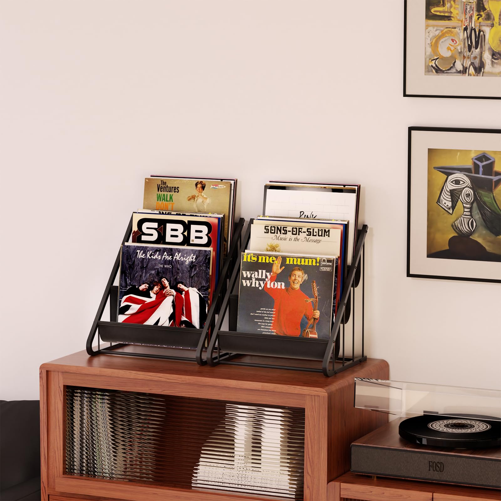 TJ.MOREE soporte para discos de vinilo, soporte para discos, estante para tocadiscos, soporte para CD, estante para discos de vinilo y soporte para vinilos - Almacenamiento para discos de 17,78/25,4