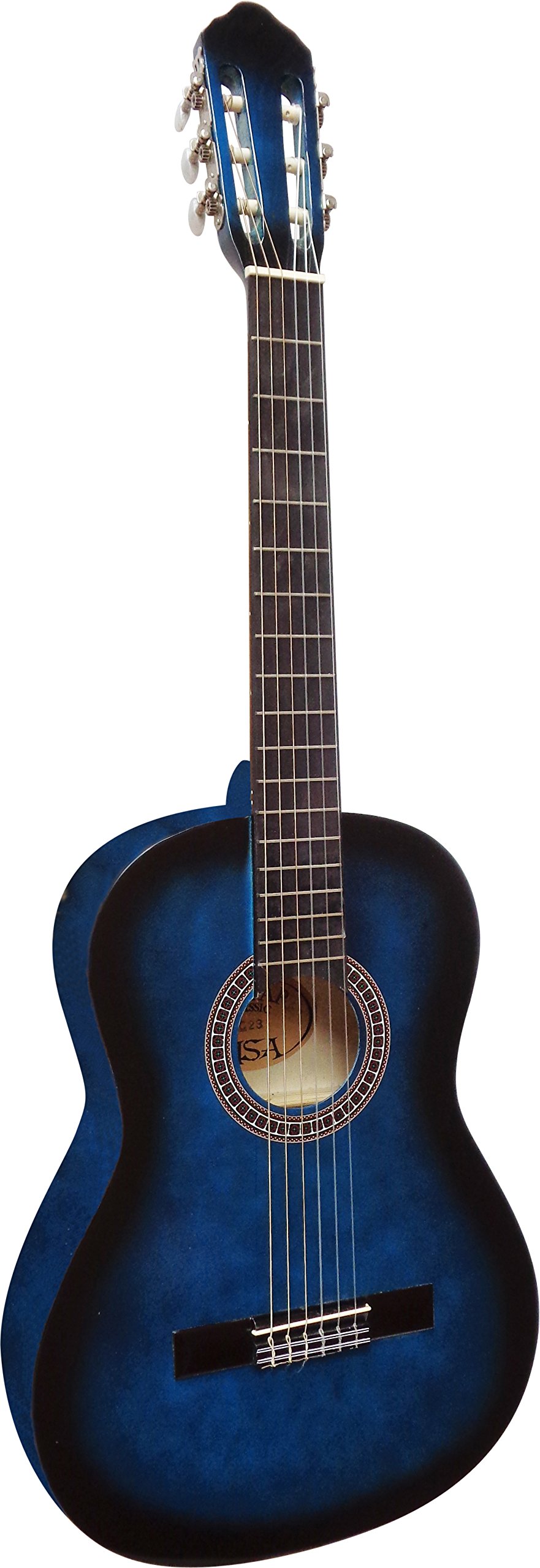 4/4 GITARREN SET- KONZERT GITARRE IM SET - CLASSIC - BLAU- DECKE LINDENHOLZ - STIMMGERÄT - TASCHE - 3xPIKS