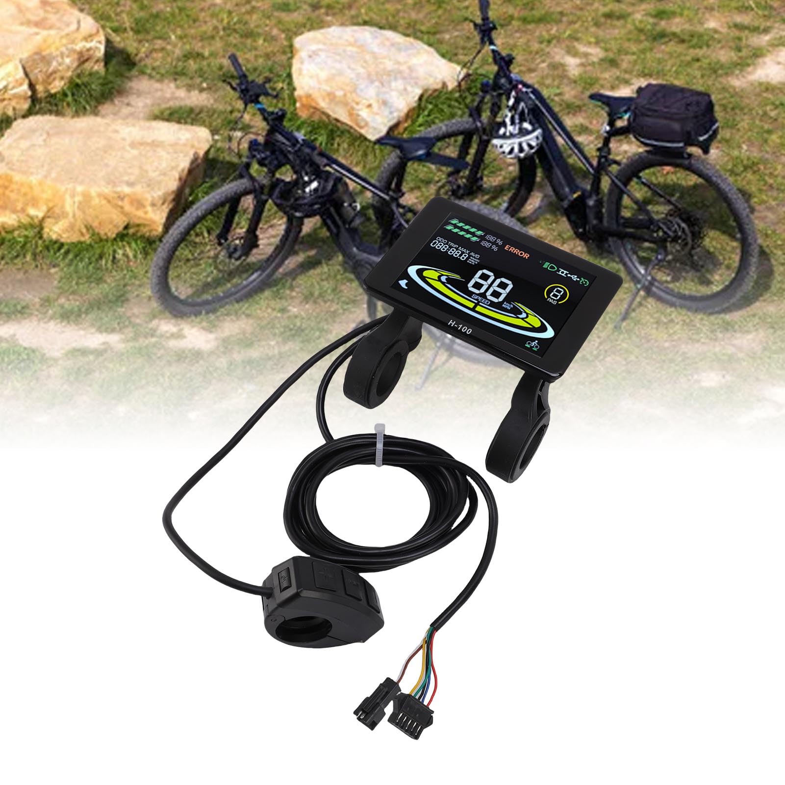 H-100 Electric Bike LCD Display Metter, 24V 36V 48V Electric Scooter LCD Panneau Commande avec Connecteur SM, Ordinateur de Cyclisme pour Compteur Vitesse pour Modification
