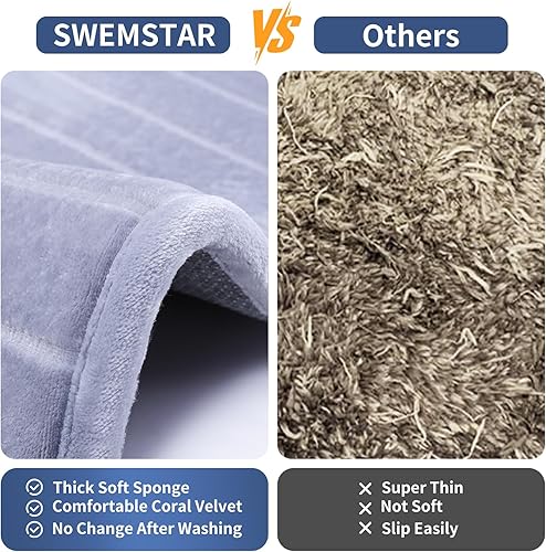 Miniatura 4 de SWEMSTAR Alfombras de baño gruesas de espuma viscoelástica, antideslizantes, de secado rápido, absorbentes, lavables, de microfibra para el suelo,