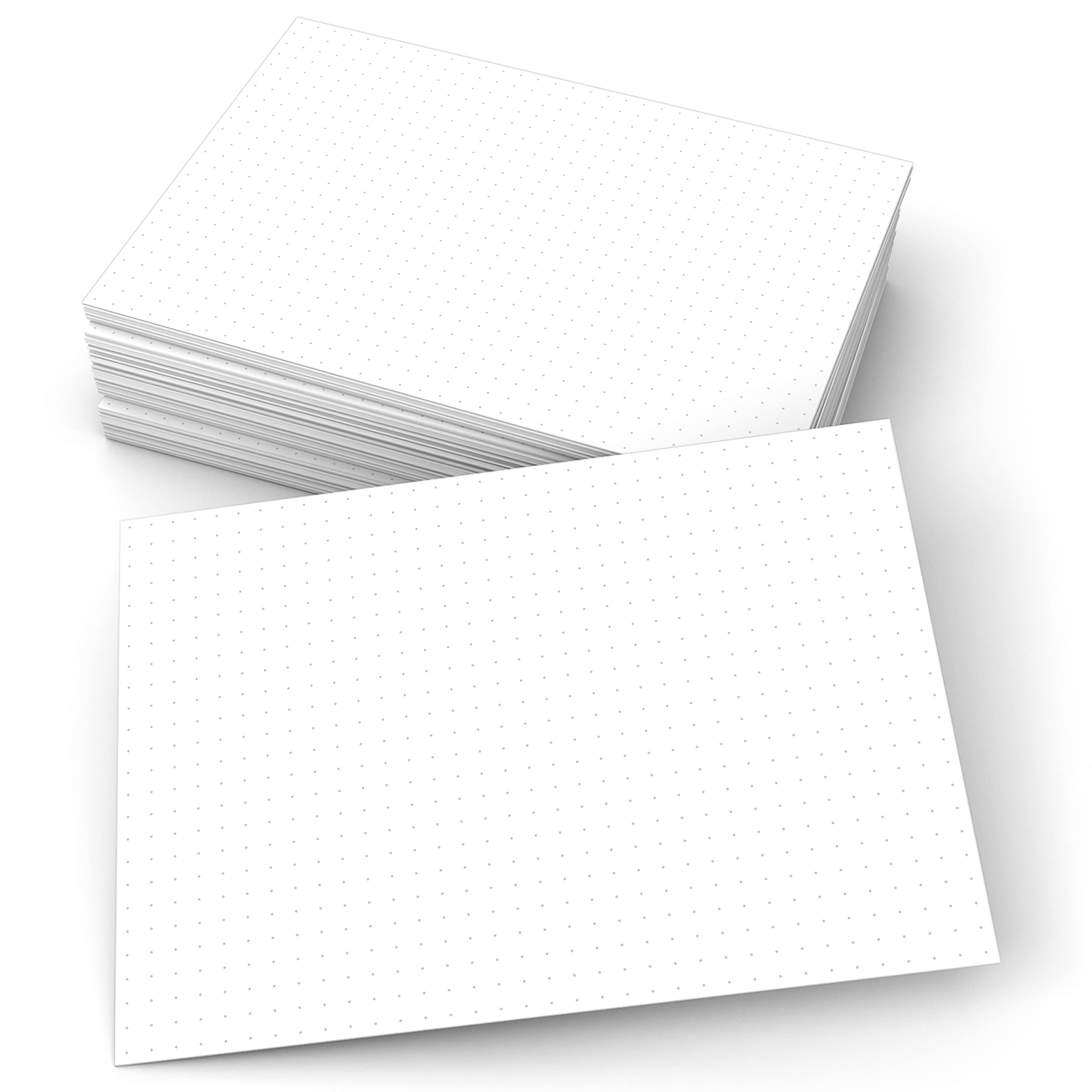 321Done Dot Grid Index Cards, Dot Pattern - Made in USA - Extra Large 5x7 (Set of 50) Dot Bullet 0.20" Double-Sided Planner Journal, Planning Graph Ruled Thick Heavy Duty Cardstock, 1/4 inch, White
