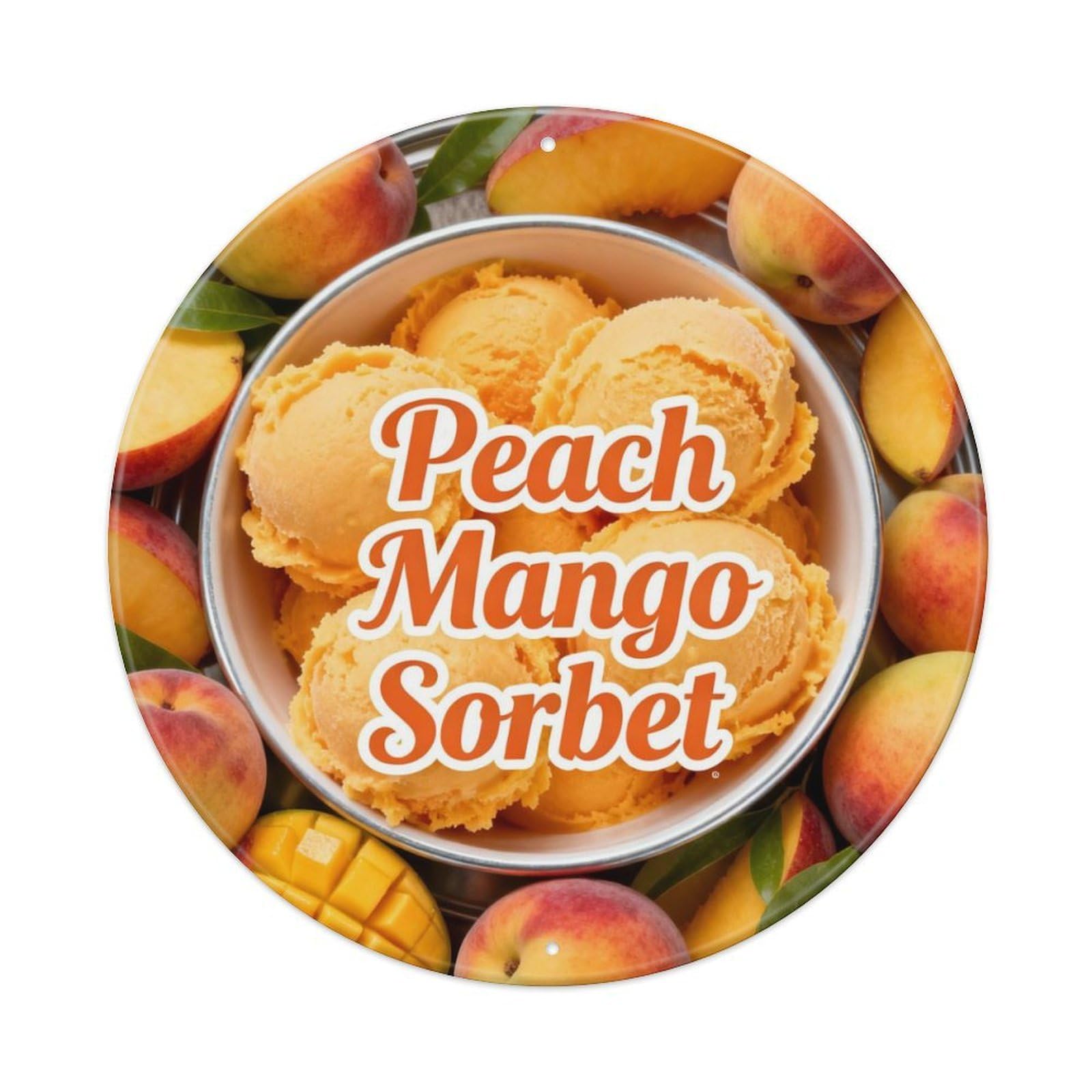 Peach Mango Sorbet Metal Tin Sign Plaque