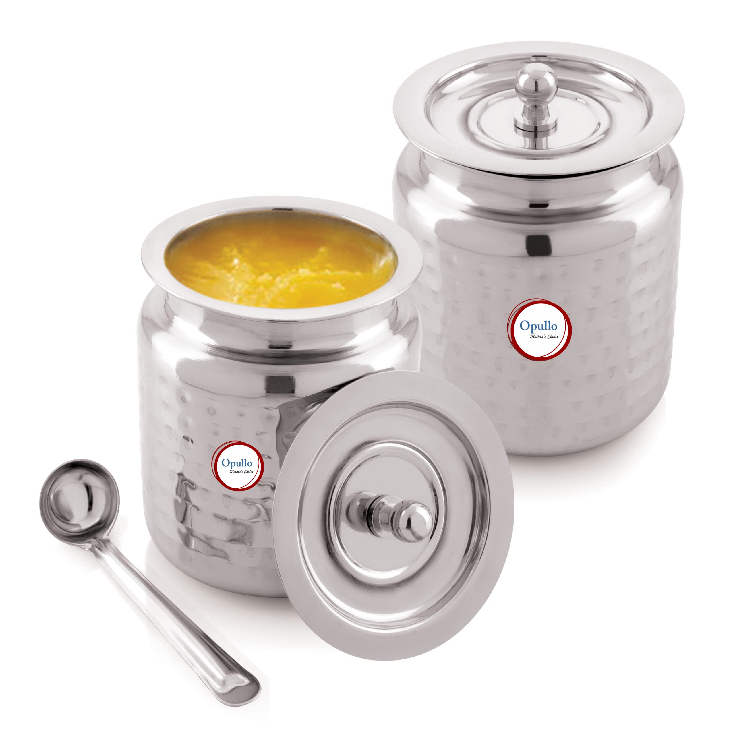 See full amazon price history chart for Opullo Mothers Choice Stainless Steel Ghee Pot with Spoon | Stainless Steel Oil Containers for Kitchen | Oil Containers for Kitchen Steel | Oil Container Steel Pack of 2 | 500 Ml Hammered Finish Opullo Mothers Choice Stainless Steel Ghee Pot with Spoon | Stainless Steel Oil Containers for Kitchen | Oil Containers for Kitchen Steel | Oil Container Steel Pack of 2 | 500 Ml Hammered Finish (B0BY9GJL12) Amazon Price History, Amazon Price Tracker