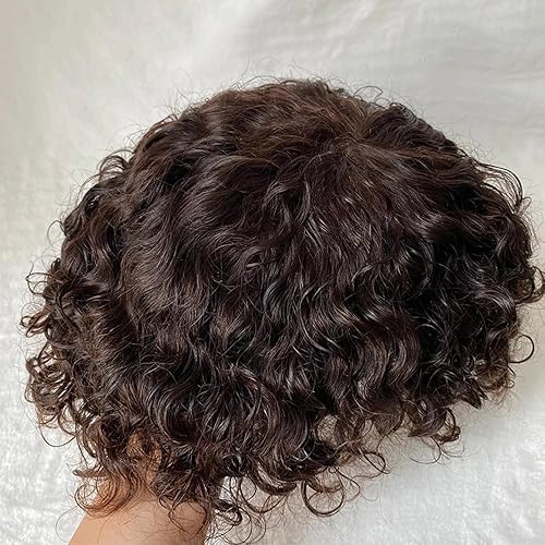 Miniatura 3 de Toupee - Pelucas de cabello humano para hombres, tupé europeo virgen, unidades de cabello humano ondulado, peluca para hombre, sistema de reemplazo