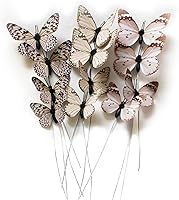 Vista 14 de Paquete de 12 estacas de mariposa 3D para decoración de bricolaje, 2 tamaños de adornos de mariposa para el hogar, flores falsas, suministros