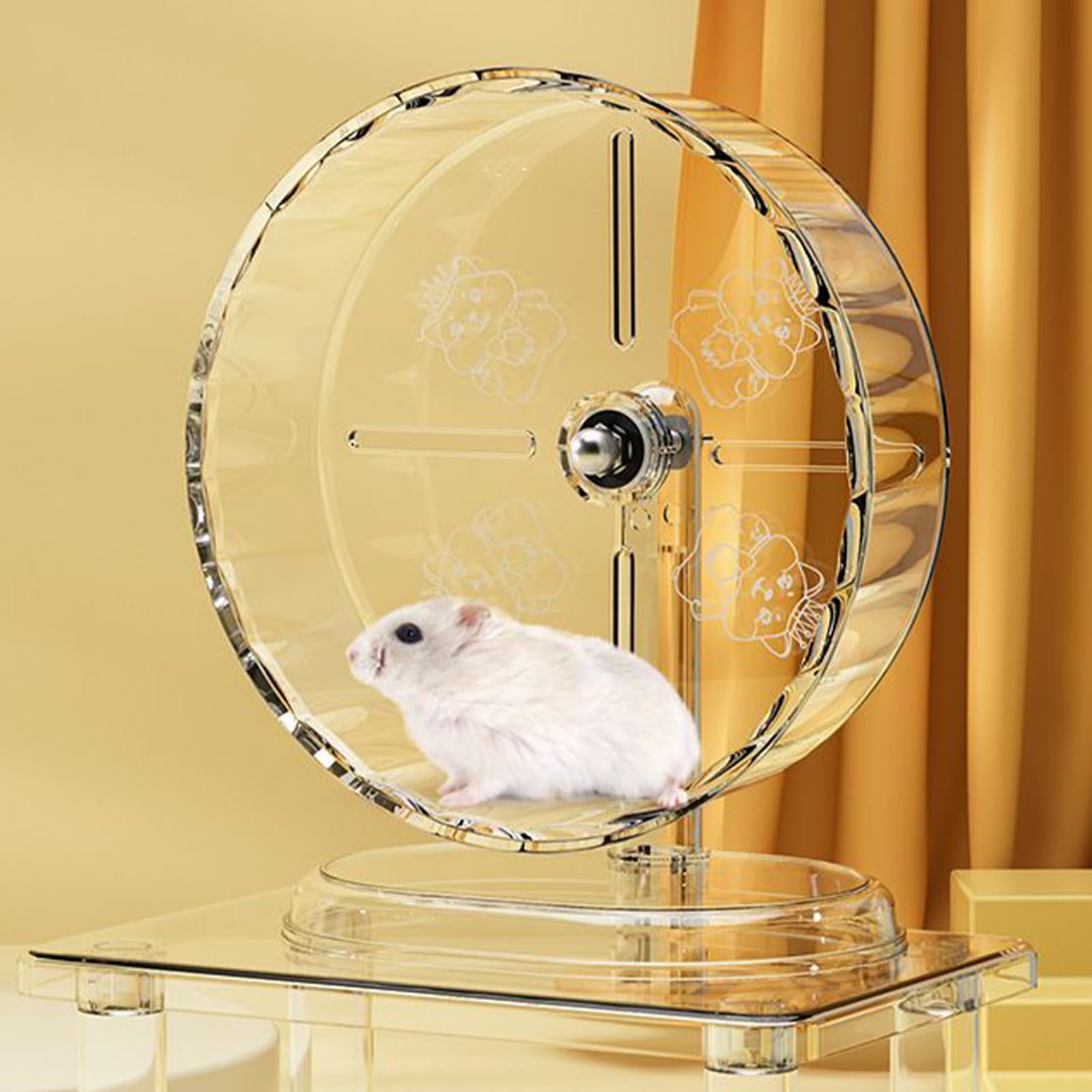 Rueda para hámster Decoración silenciosa para el Interior de la Jaula | Juguete de rueda de correr para hámster dorado, chinchilla, conejo, erizo, y otros animales de razas pequeñas y medianas