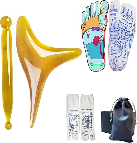 Juego de calcetines de reflexología con herramienta de masaje de acupresión triangular, alivio de fascitis plantar para dolor de talón, tensión