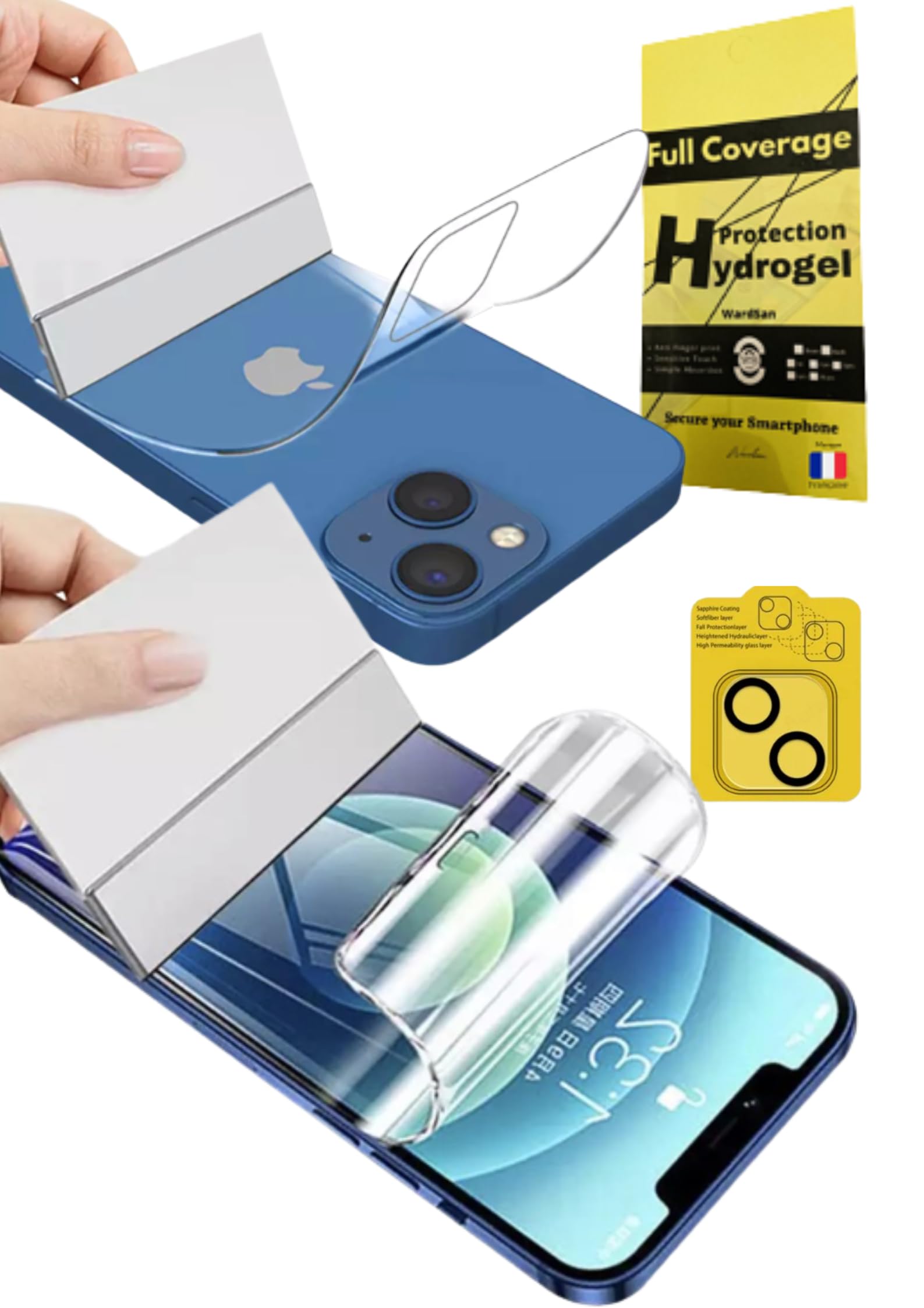 Wardsan [2 Stück] Für OPPO A74 4G 6,43 Zoll – 3D Hydrogel Displayschutzfolie Mit Fingerhalter Für Selfie | Stoßfest | Kompatibel Mit TPU-Hüllen, Weiche TPU-Schutzfolie