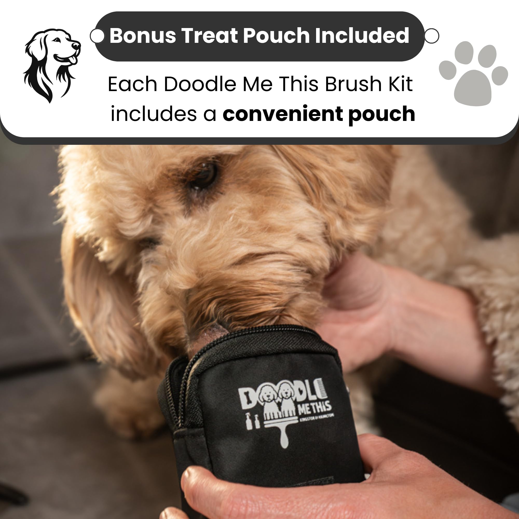 Doodle Me This Dog Slicker Brush para caniches, garabatos, un cepillo grande para perros, un cepillo para perros pequeños, cepillo de madera de pin largo, perfecto para desenredar y desenredar, aseo