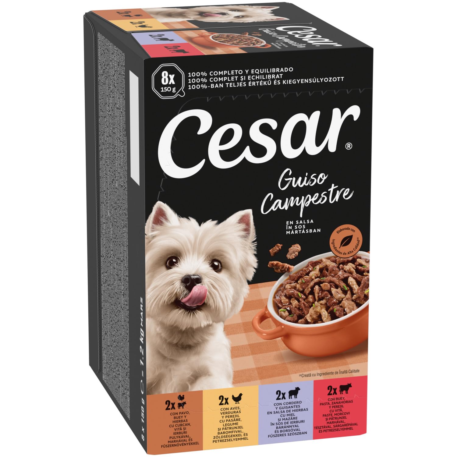 Cesar Pak Campesin 3 X 8 X 150 Bh01J, Recetas campesinas en Salsa, 150 g (Paquete de 24)