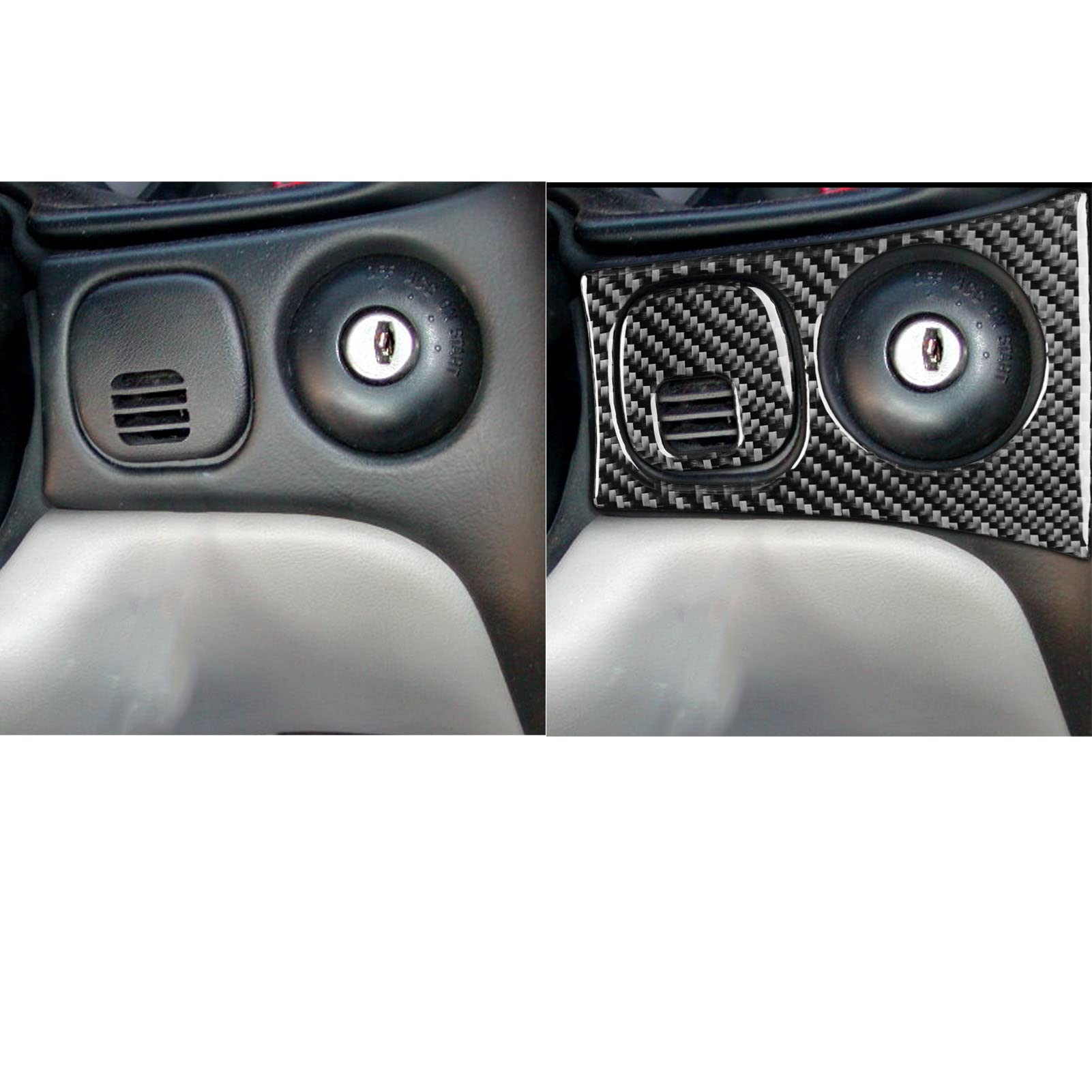 Real Premium Carbon Fiber Car Engine Start Ignition Frame Interior Trim Cover Compatible with Chevrolet Corvette C5 1998 1999 2000 2001 2002 2003 2004 Accessories? (Style B)