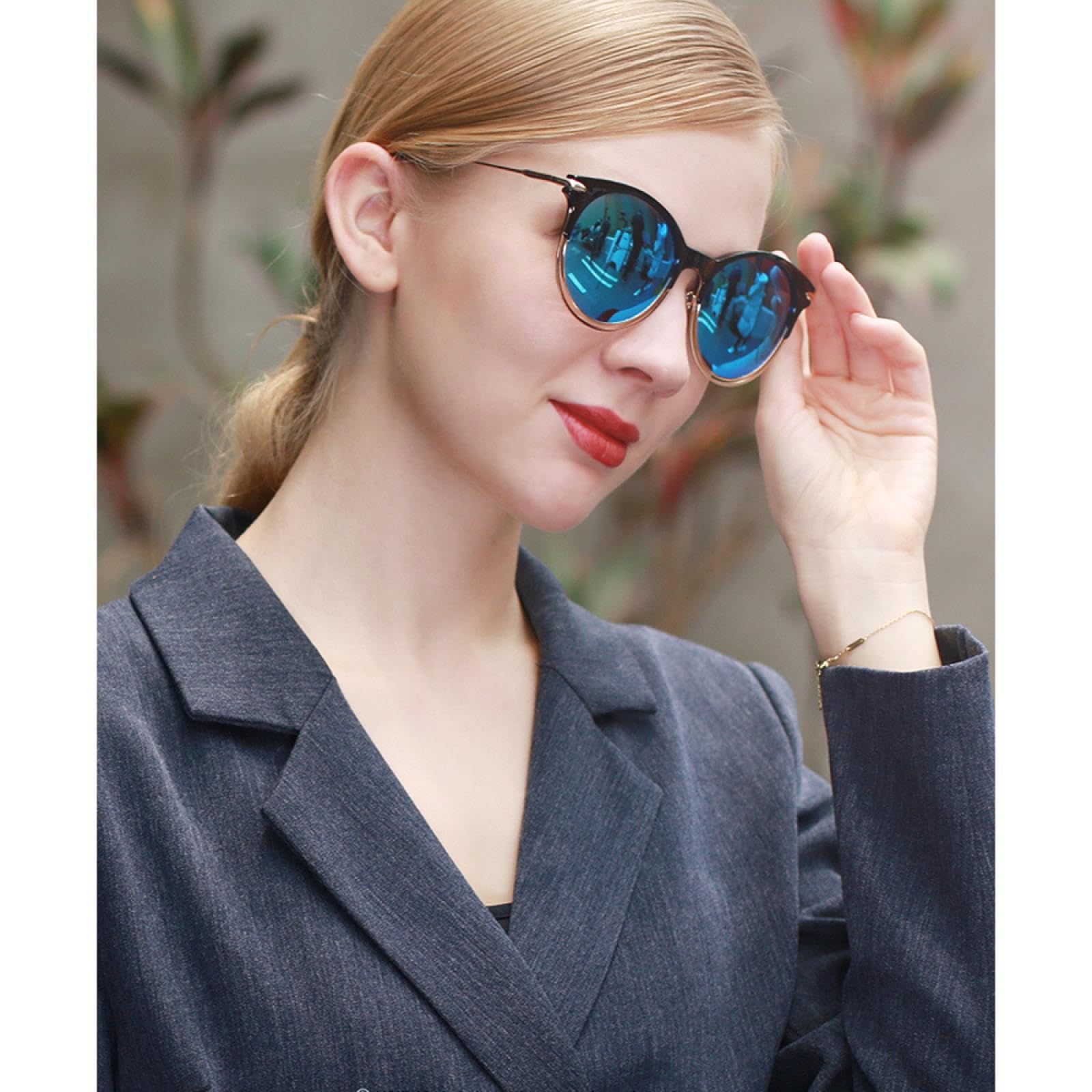 Occhiali da sole vintage da donna in lega con lenti polarizzate UV400 e specchio per esterni