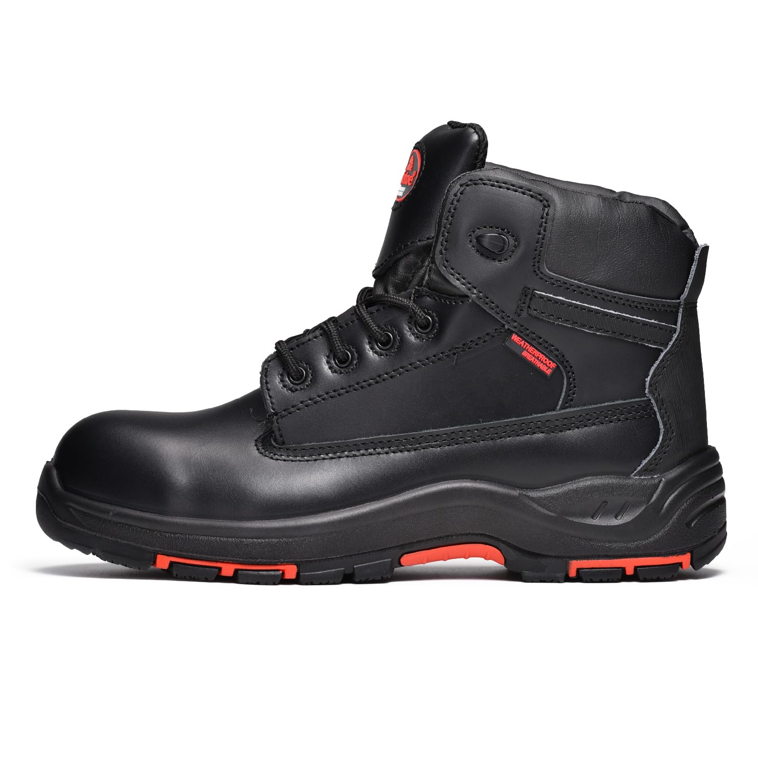 SAFETOESafety Boots M-8552 Men's Wide Fit Composite Toe Work Boots ESD Anti-Static Water Resistant Cowhide Heavy Duty Anti-Nail Composite Plate Non-Slip PU Rubber Sole S3 SRC