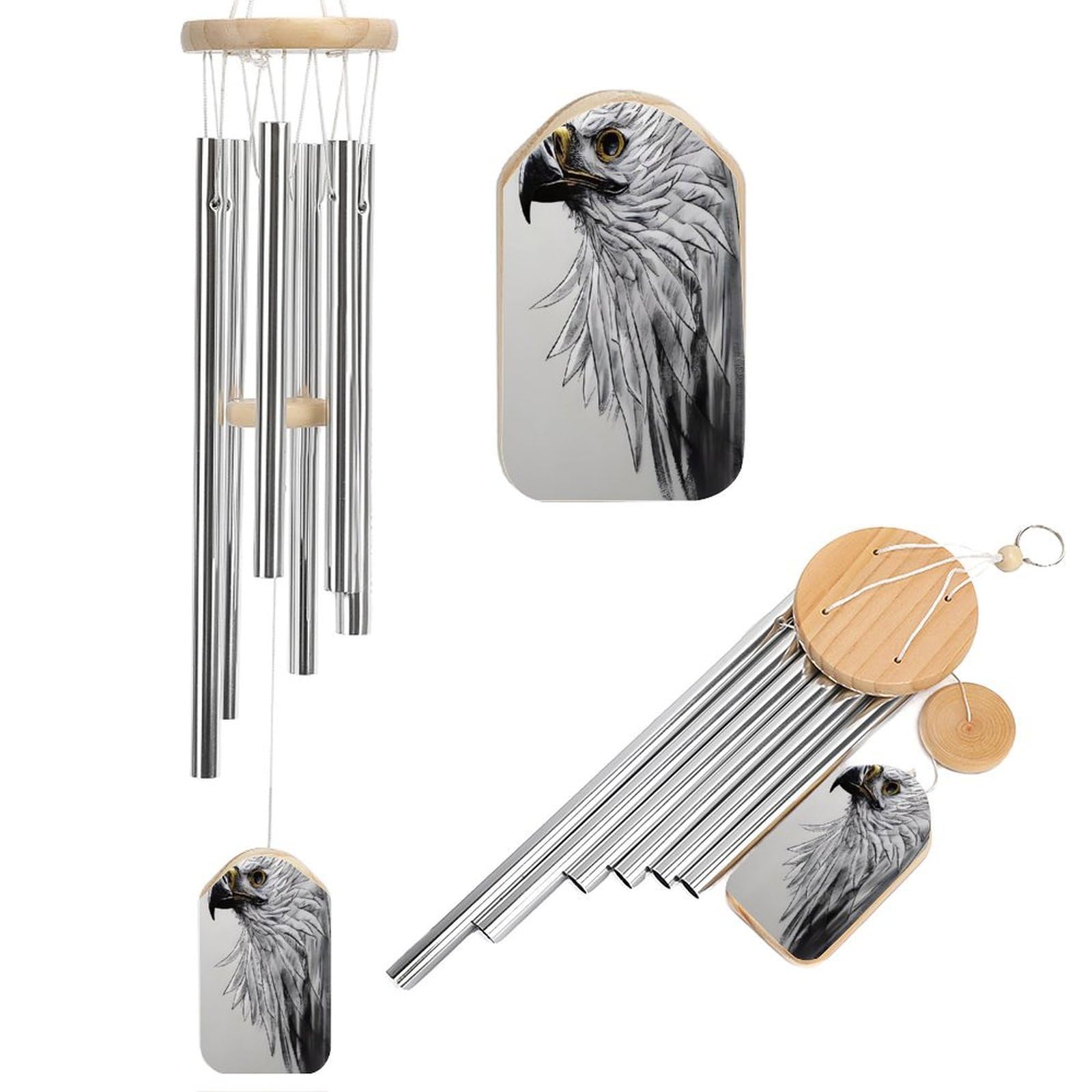 Adfgyerh Style Sketching An Eagle Wind Chimes For Outside, Memorial Windchimes Deep Tone Soothing Melodic Tones, Sympathy Wind Chimes For Patio Home Or Garden Decor