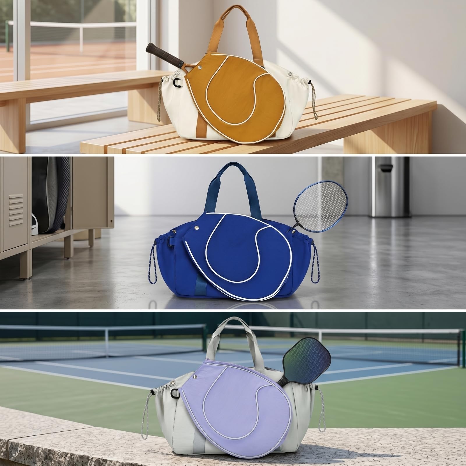 Borsa Racket Sportiva Borsa Racchette Custodia Racchetta Borsa Tennis Borsa Nylon Resistente Fodera in Poliestere Chiusura a Zip Manici