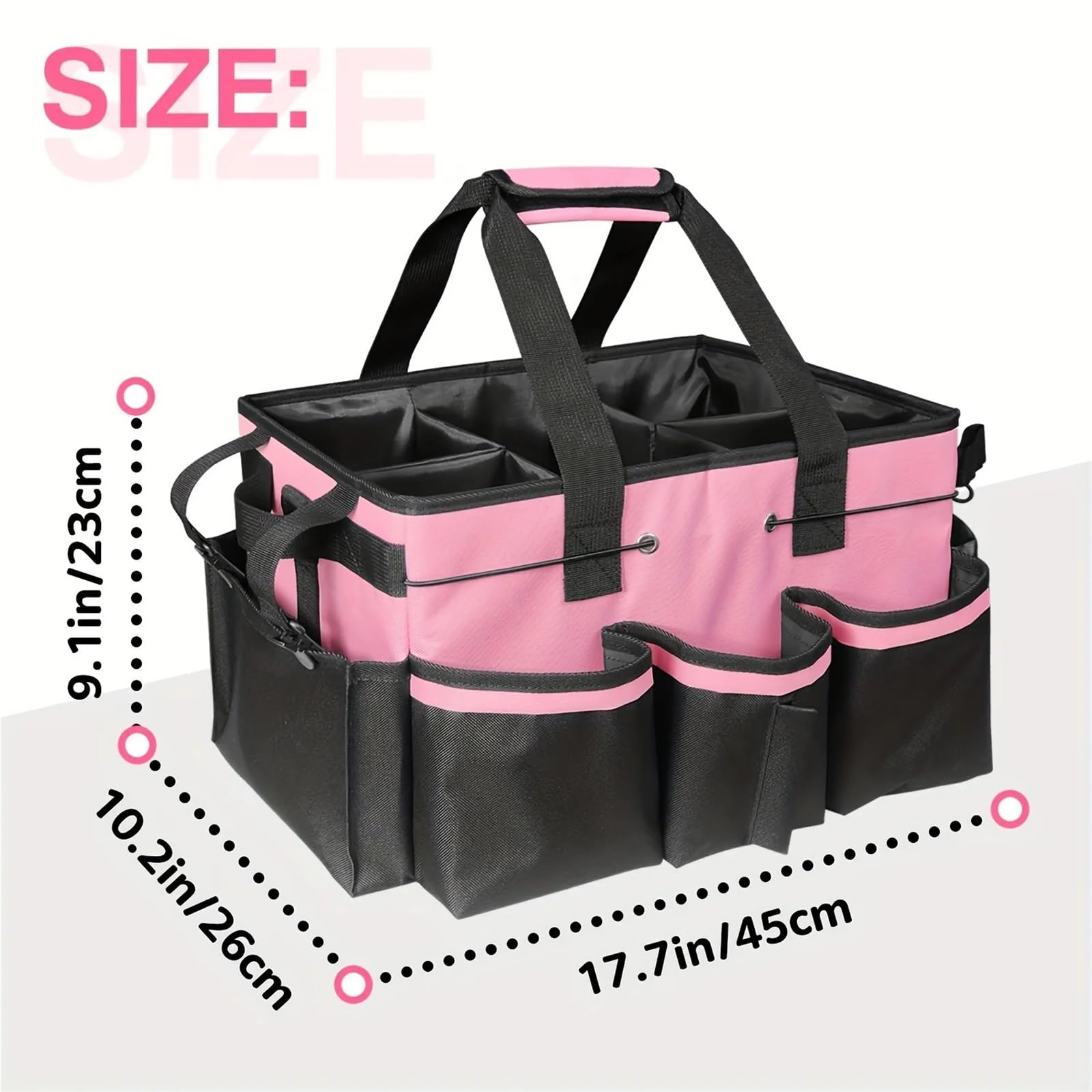 Reinigungs-Caddy-Tasche Robuste Aufbewahrungstasche for Reinigungswerkzeuge. Multifunktionale Werkzeugtasche. Große Kapazität. aus Oxford-Stoff(Pink)