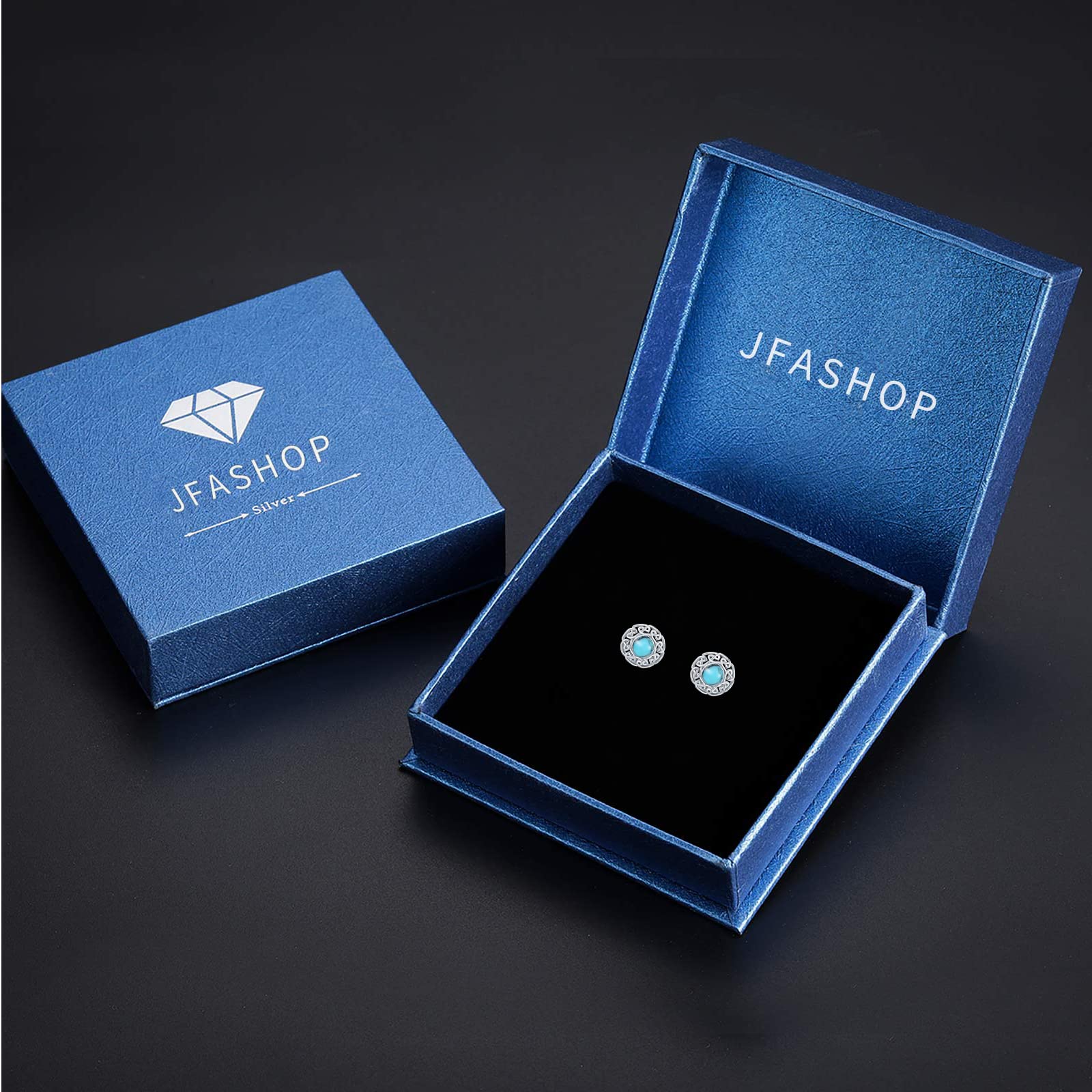 Pendientes de aro turquesa para mujer, plata de ley 925, turquesa celta, pendientes de nudo celta, hipoalergénicos, San Valentín para mujeres, niñas, niños, Plata de ley