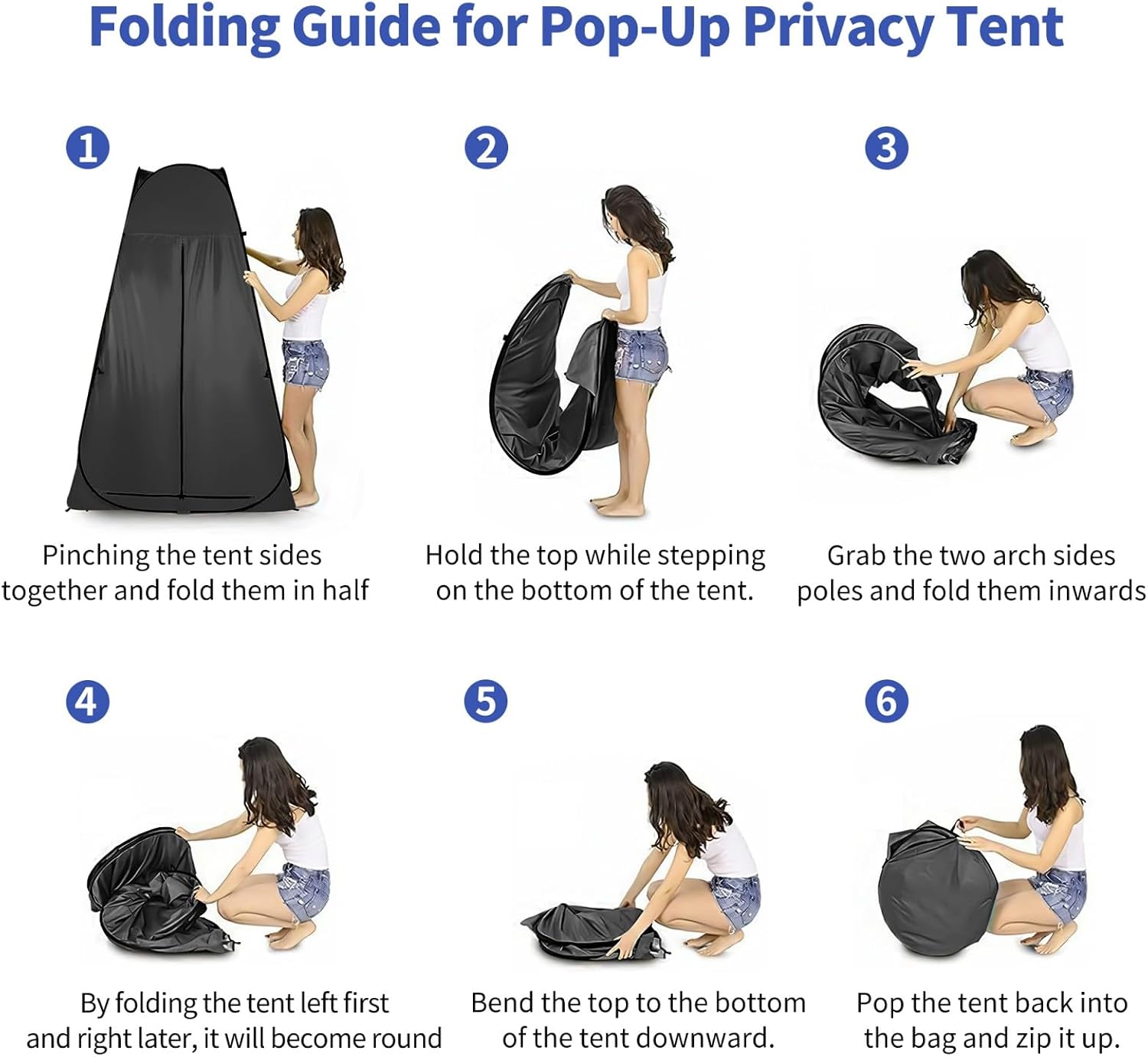 Pop Up Pod Changing Room Privacy Tent, Portable Outdoor Shower Tent, Camp Toilet, Rain Shelter for Camping, Easy Set Up, Foldable - with Carry Bag (Black)