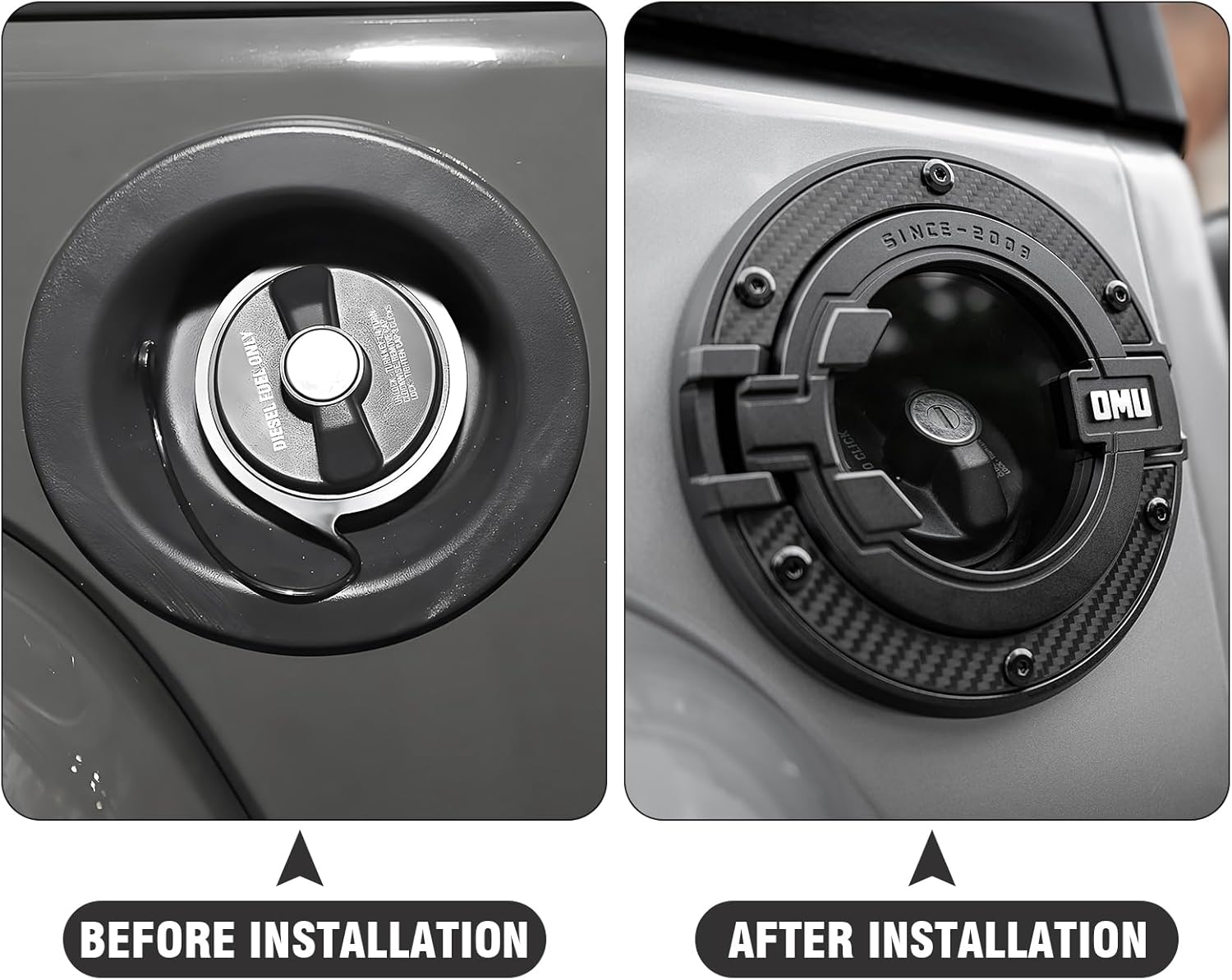 OMU Genesis Series Aluminum Transparent Space Capsule Gas Tank Cover Compatible with 2007-2018 Jeep Wrangler JK