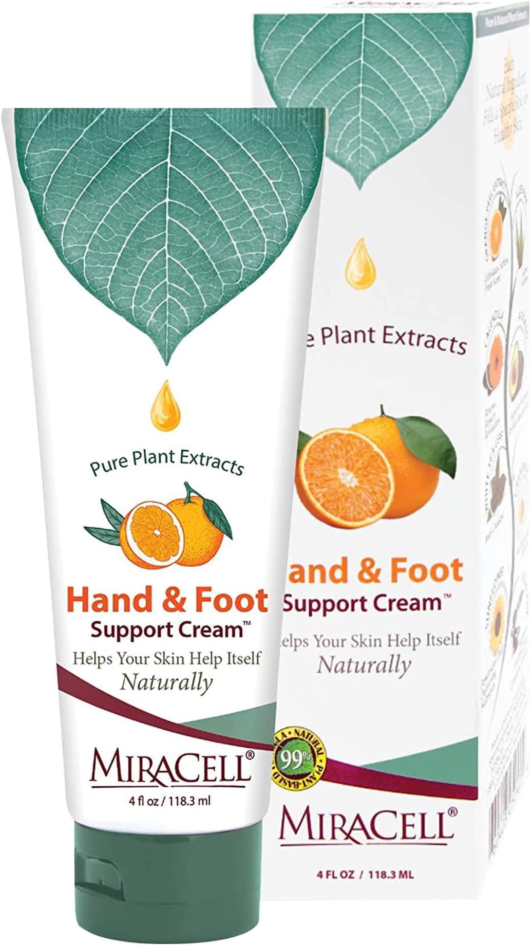 Miracell Inc. - Hand and Foot Support Cream, Natural Hand Cream for Dry Cracked Hands, Foot and Hand Repair Cream, For Dry Skin and Cracked Heels, 118.3 mL