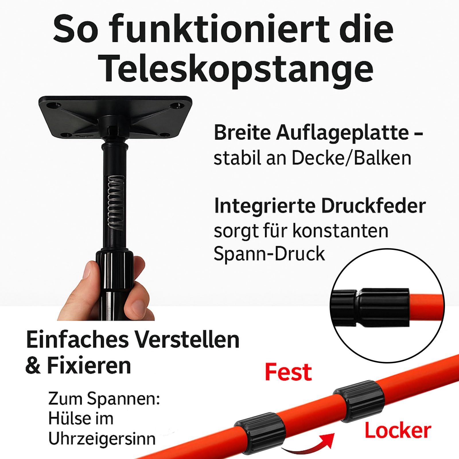 Katzennetz für Balkon mit Stangen – Ohne Bohren montierbar, Aluminium Teleskopstangen 120–300 cm, Sicherer Katzenschutz & stabile Befestigung