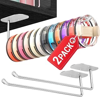 𝐔𝐩𝐠𝐫𝐚𝐝𝐞𝐝 𝟐 𝐏𝐚𝐜𝐤 Tumbler Lid Organizer, 𝟏𝟎.𝟖'' Tumbler Lid Storage Hook Under Kitchen Cabinet, Space Saving Cup Lid Holder for Yeti/Stanley Tumbler Lids
