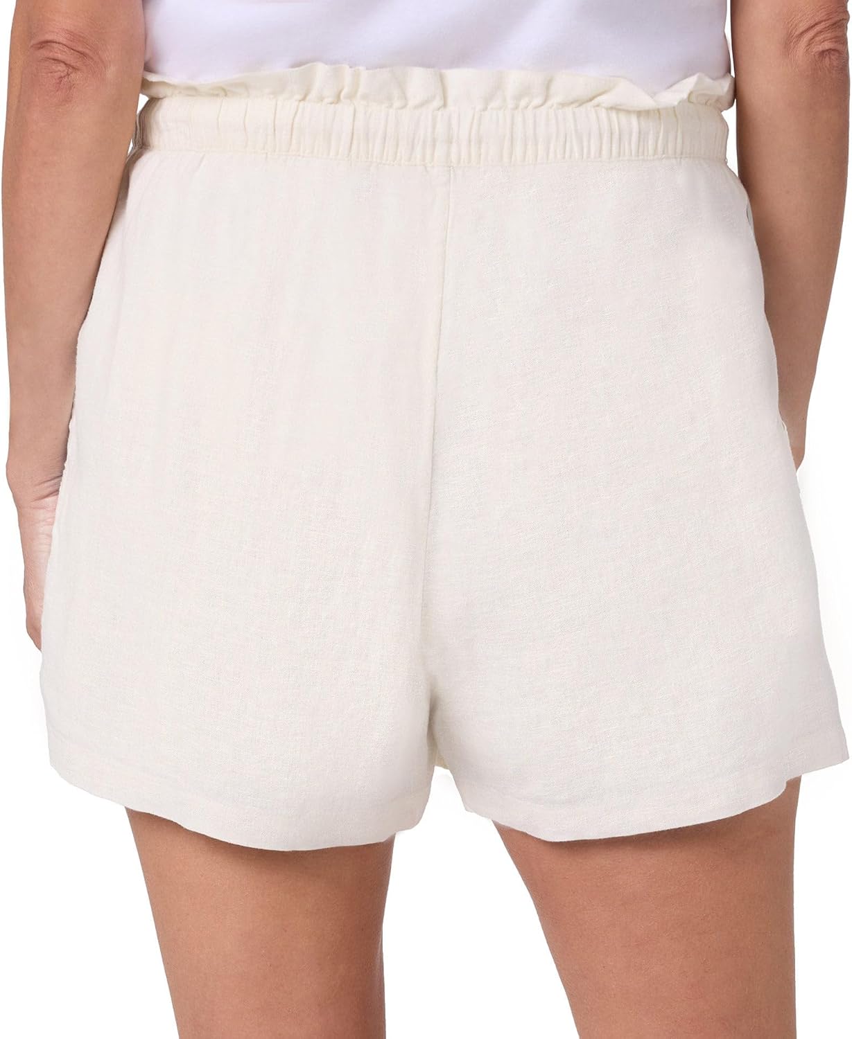 HANG TEN Women's Linen Blend Summer Shorts - Lightweight Casual Elastic Waist Shorts with Pockets - Relaxed Fit (Cream, XXL) - Image 2
