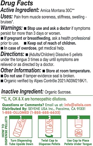 Miniatura 2 de OLLOIS Arnica Montana 30C Medicina homeopática orgánica, sin lactosa, kosher, 80 pellets (paquete de 3)