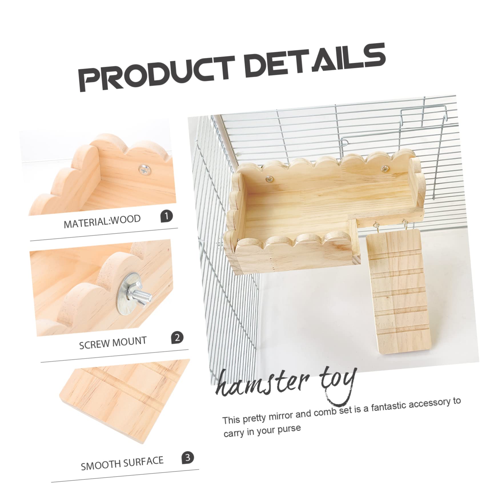 Hamsterplattform mit Leiter Natürliches Kleintierspielzeug für Käfige Einfache Montage mit Schraubdesign für Meerschweinchen und Hamster