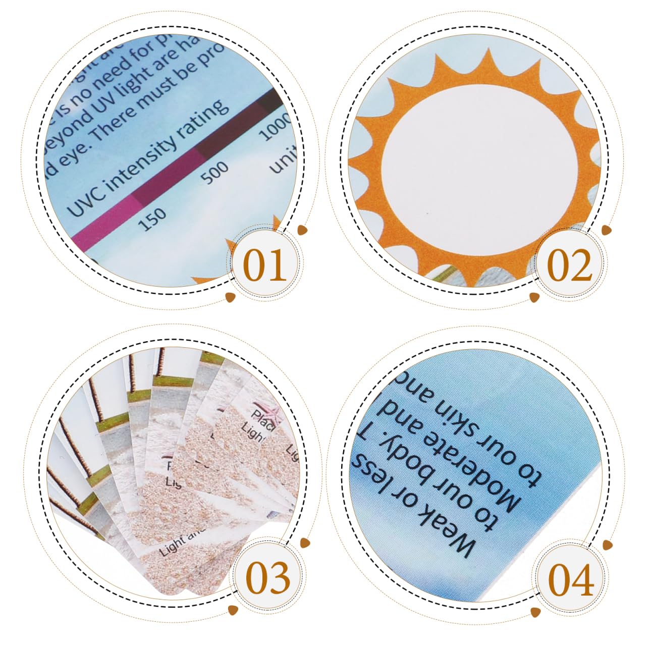 COLLBATH 10 Piezas Tarjeta Prueba UV Sensores Cambio de Color para Terrarios Reptiles Detectores Intensidad Luz Ultravioleta Monitoreo en Tanques de Cristal Incluye Escala de Referencia