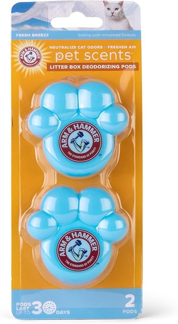 Arm & Hammer Boîte à litière de chat désodorisants, 2 Compte, parfum de bière frais, adhésif en gel bleu, 30 Jours Contrôle de l'odeur