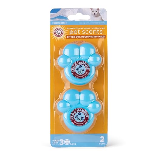 Arm & Hammer Pets Cat Litter Box Deodorizer Pods, Adhesive Odor Absorbing Gel Pods with Fresh Breeze Scent for Litter Pan Area, Easy Stick On Cat Box Freshener, 2 Pcs/Pack