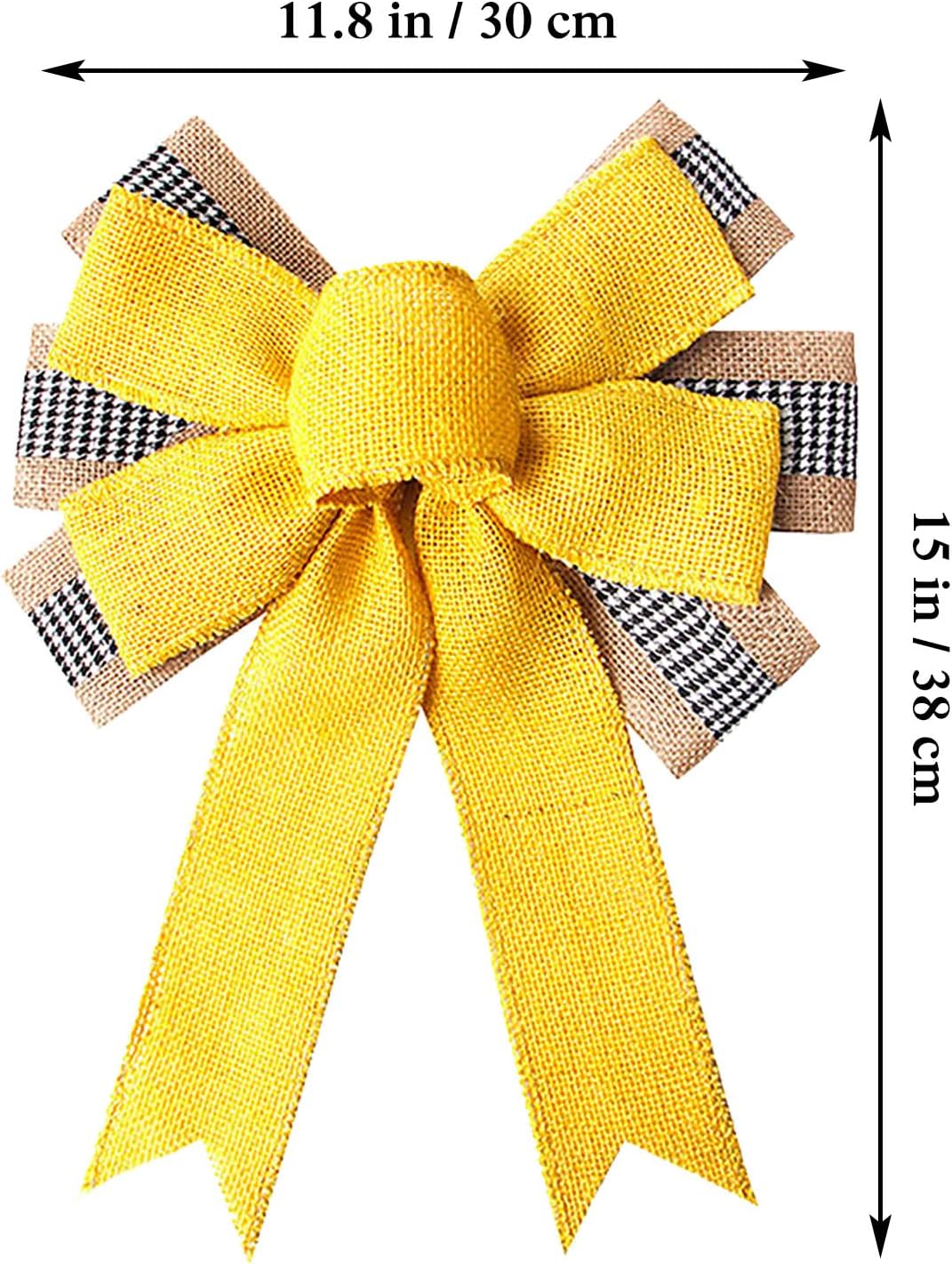 Large Burlap Yellow Wreath Bow Tree Topper for Indoor Outdoor Spring Summer Party Decorations