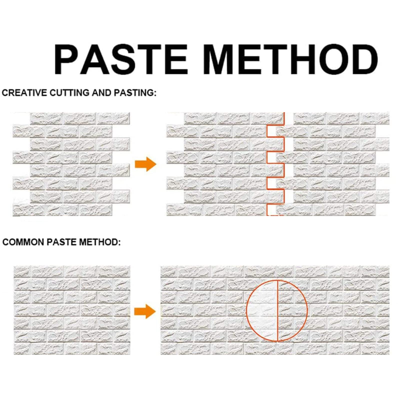 10 Pièces Papier Peint Brique 3D, Adhesif Imitation Brique Blanc Stickers Muraux, Étanche pour Décoration, Bricolage panneau mural decoratif pour Chambre Maison Cuisine (35x38.5 cm, Blanc)