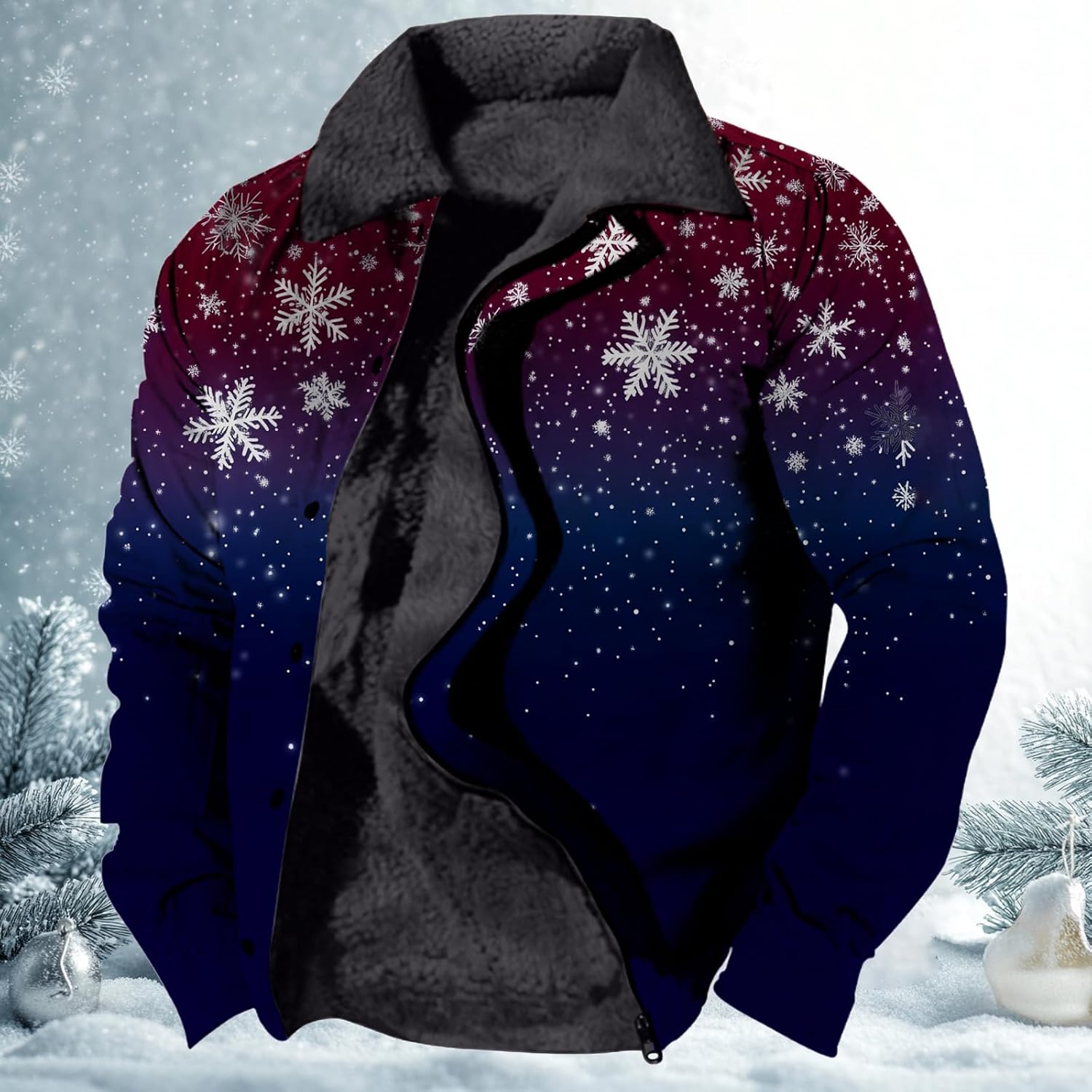 Winter Jackets for Men Sherpa Fleece Zip Up Heavy Warm Casual Cold Weather Snow Outdoor Thick Coats