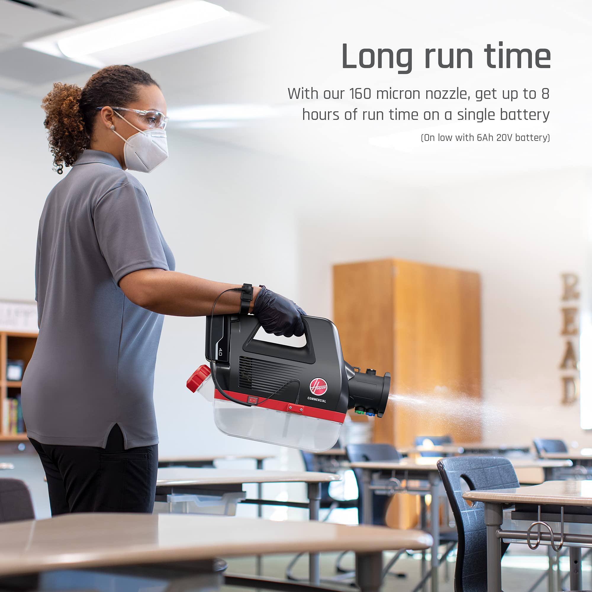 Hoover Commercial 20V 1/2 Gallon Cordless Electrostatic Sprayer Portable Machine, Cordless CH90100, Black