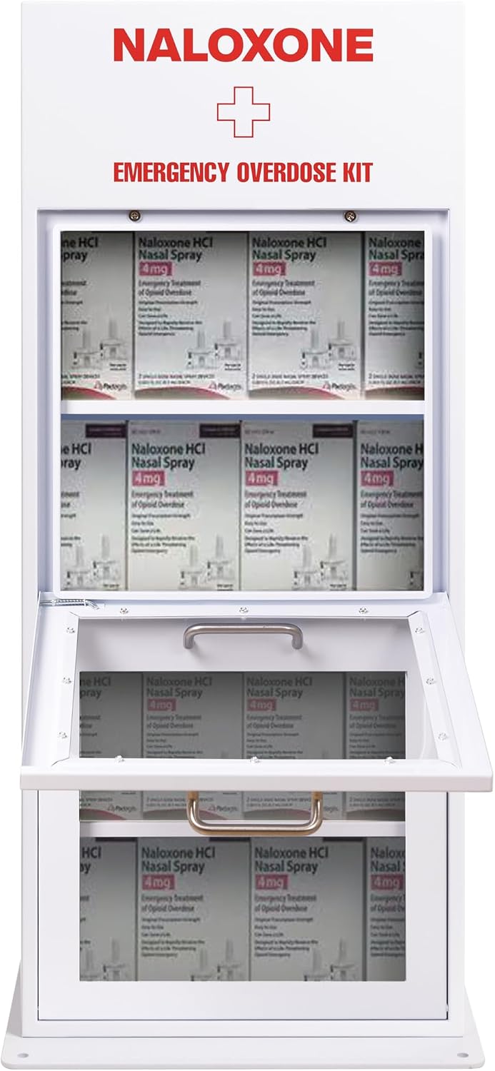 Naloxone Outdoor Distribution Metal Stand | Alternative to Naloxone Vending Machine (Holds 100 Naloxone Boxes)