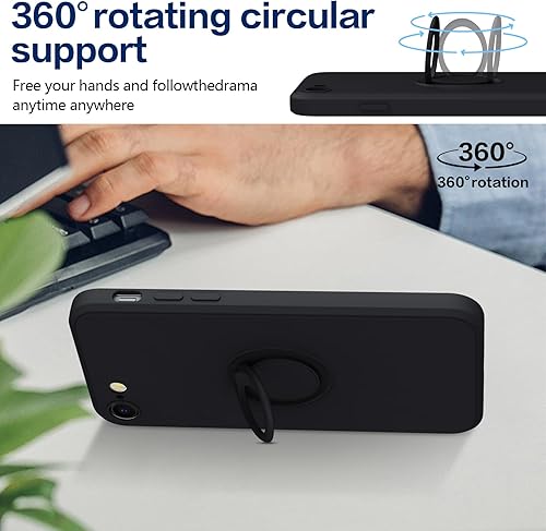 Miniatura 7 de JUNAUTTB Funda para Samsung Galaxy S22 Ultra 5G con anillo, funda delgada y suave de silicona líquida, soporte de anillo giratorio de 360 integrado,