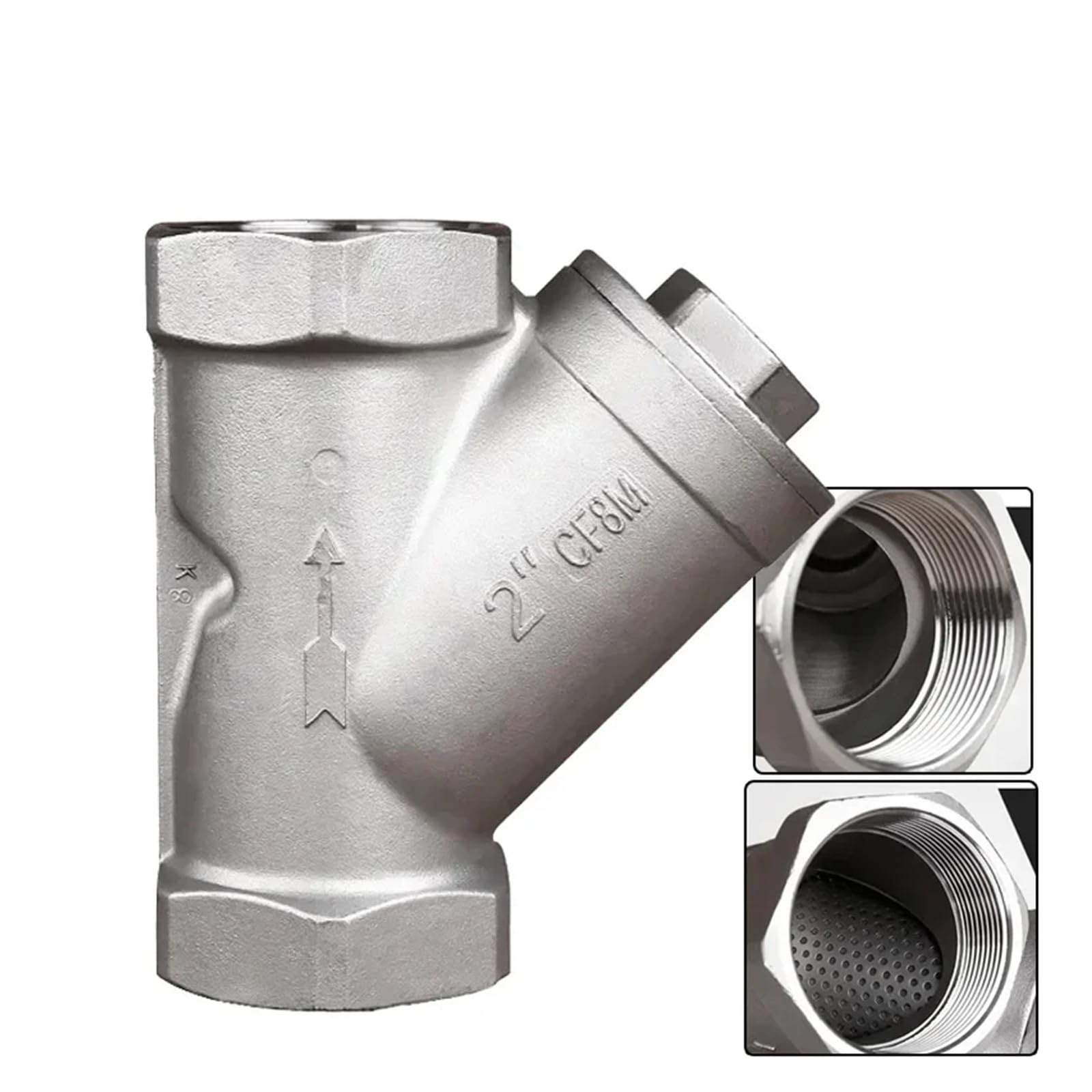 1/4" 3/8" 1/2" 3/4" 1" 1-1/2" 2"-4" NPT żeński 316 304 stal nierdzewna filtr siatkowy typu Y zawór wodny gaz 80 oczek(2")