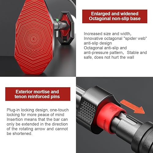 Miniatura 5 de Barra de dominadas para puerta, instalación sin tornillos, ancho ajustable, barra de entrenamiento de la parte superior del cuerpo con bloqueo