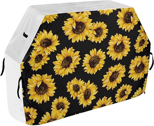 Miniatura 2 de Funda para parrilla con correa de velcro ajustable, cubierta de parrilla de barbacoa de girasol de acuarela, impermeable y climática, cubierta de