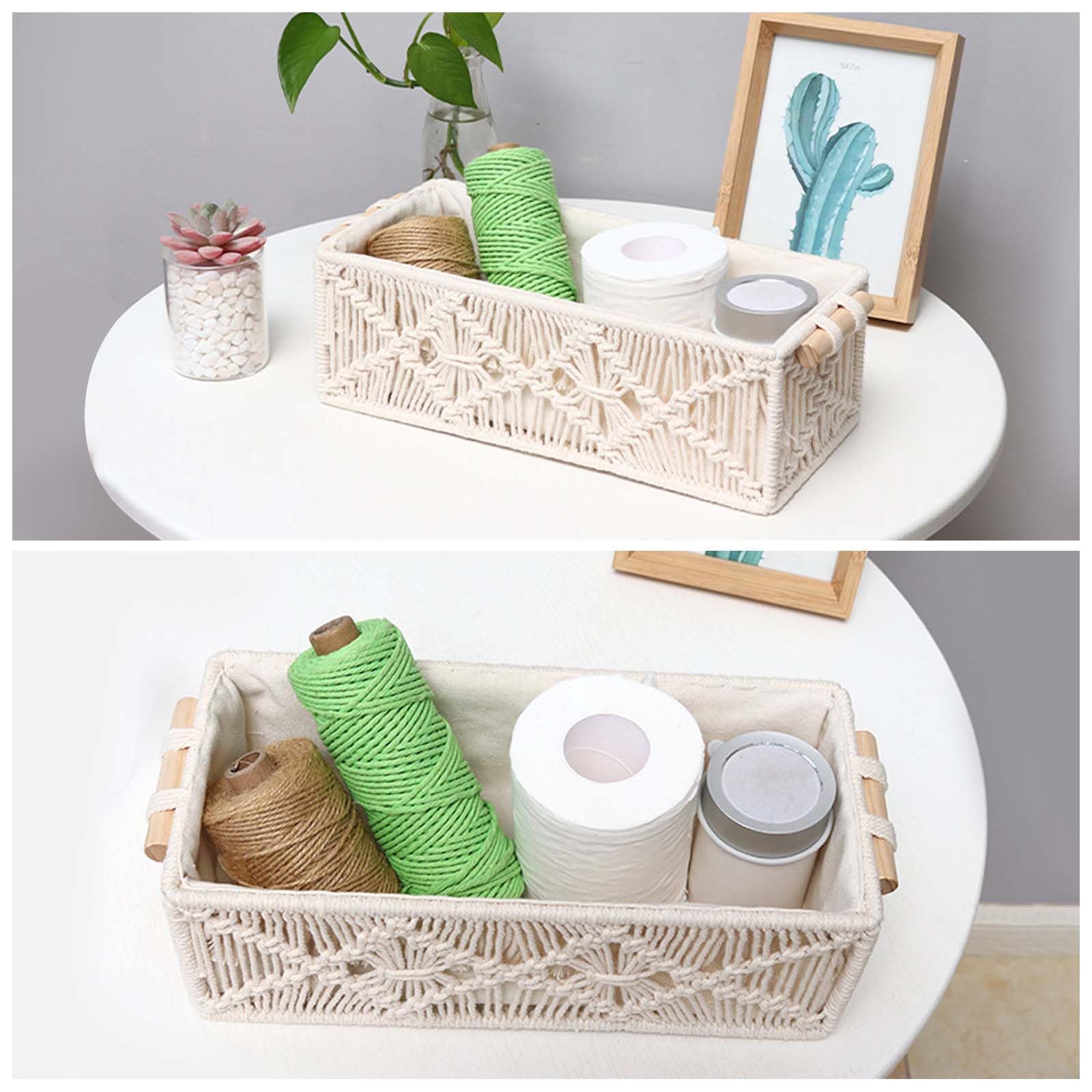 Set 2 Cestini Portaoggetti In Corda Di Cotone Intrecciato A Mano - Bianco Per Bagno E Camera - Foto 9