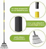 GSBLUNIE Garden Rake, 8.5 Inch Wide Metal Head with 11 Tines, 70 Inch Adjustable Steel Handle, Grey, Ideal for Lawns, Yards, Shrubs, Flower Beds - 4