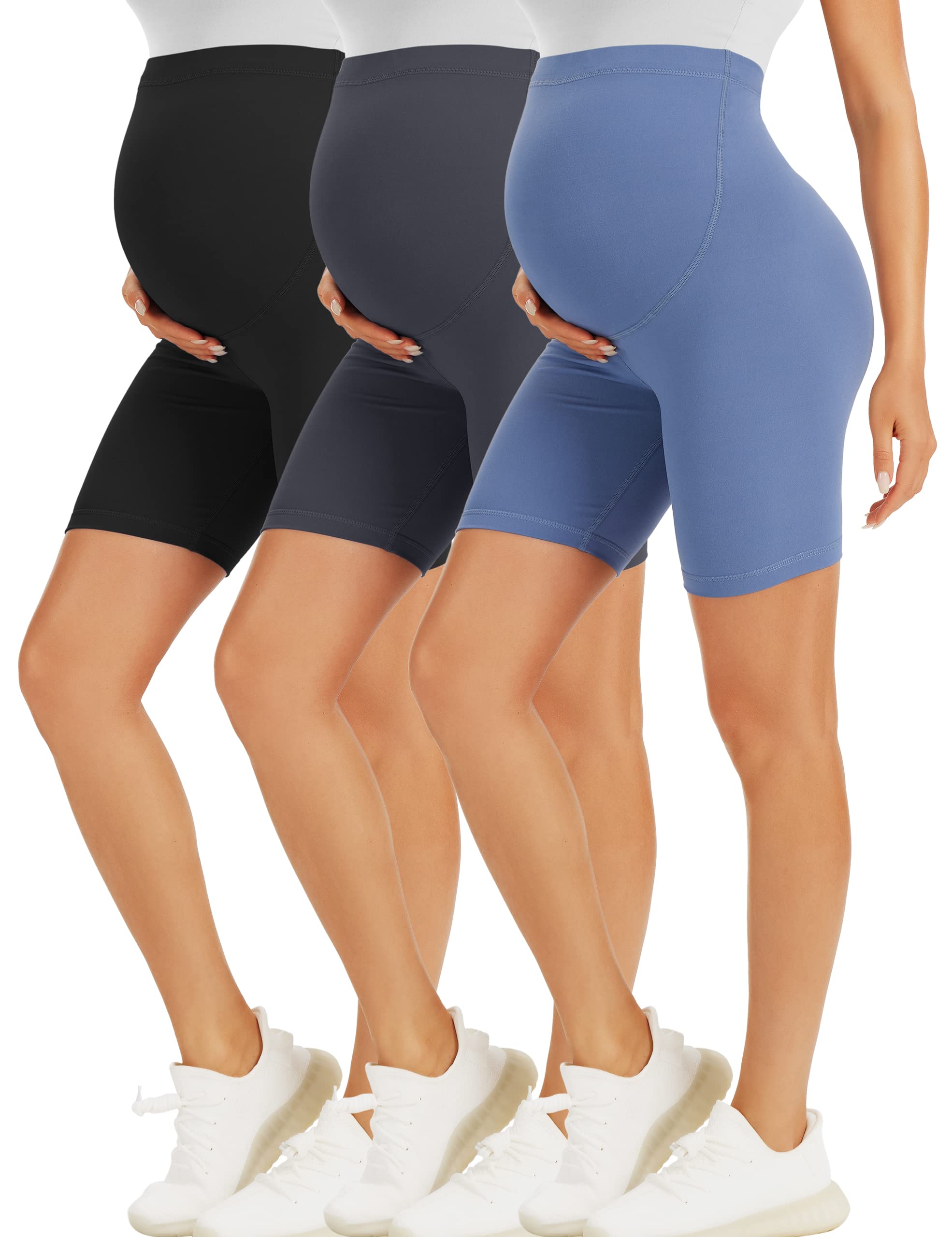 BONVIGOR Buttercloud Maternity Shorts Over The Belly - 5"/8" Biker Shorts for Pregnancy Workout Yoga Athletic Casual Lounge