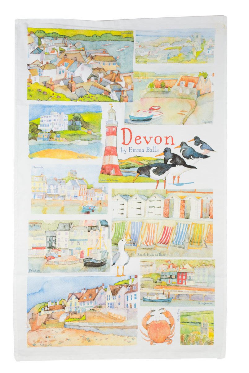 Emma Ball By The Seaside Puffin design tea towel